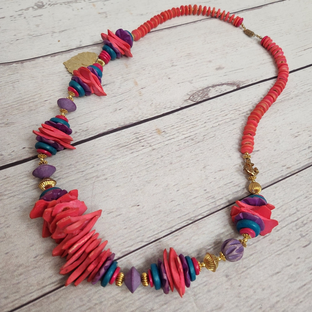 Handcrafted Pink & Multicolor Statement Necklace